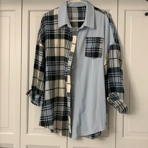 Womens collard plaid top